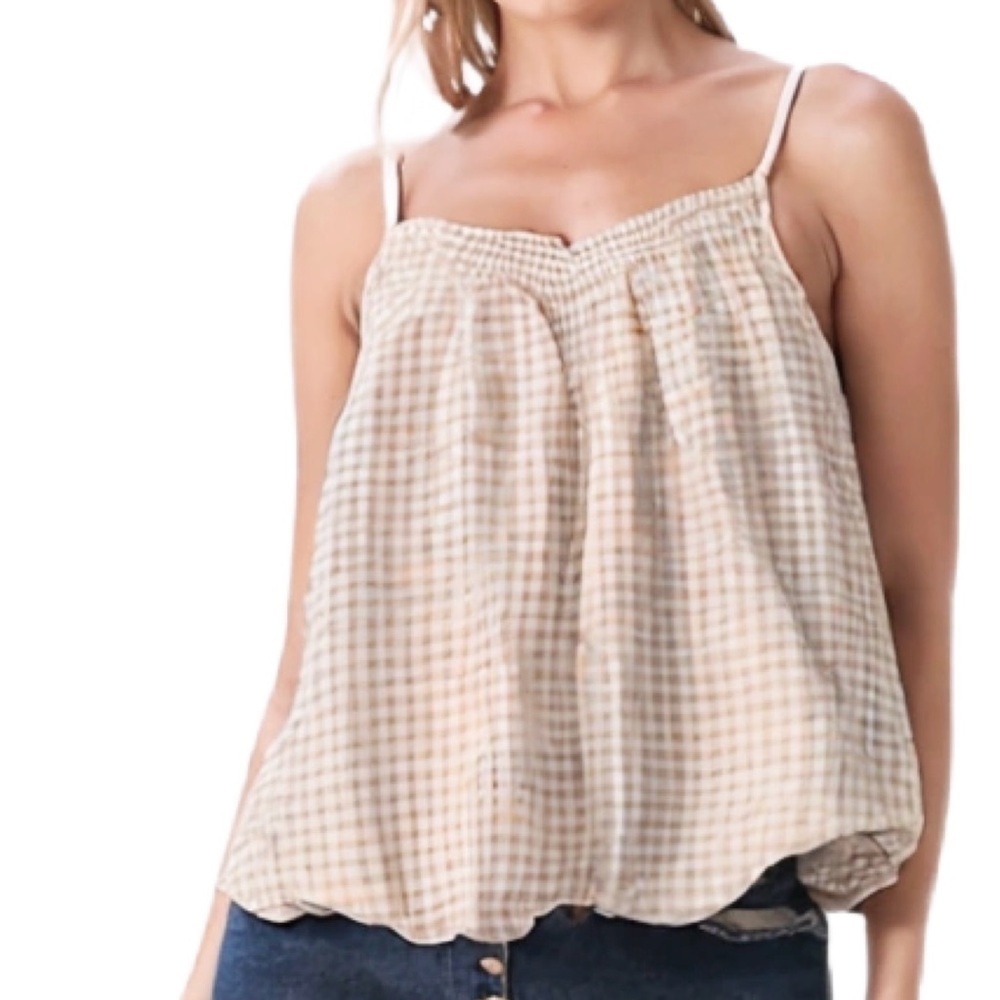 Gentle Fawn Gingham Smocked Camisole Size Large